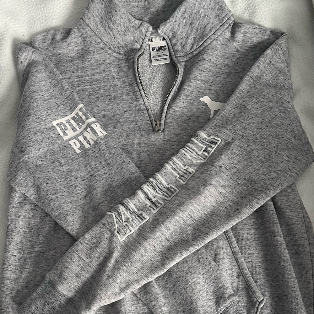 Pink (brand) grey and white sweatshirt, size small.